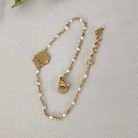 18k Gold Stainless Steel Dainty Clover Love Chain Bracelet - Picture 7 of 7